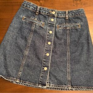 Pull&Bear US Small 4-6 Mini a line snap button denim dark wash skirt